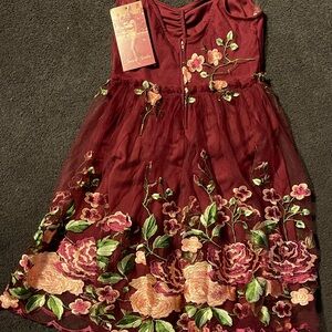 Emerald Sundae Burgundy Floral Mini Dress